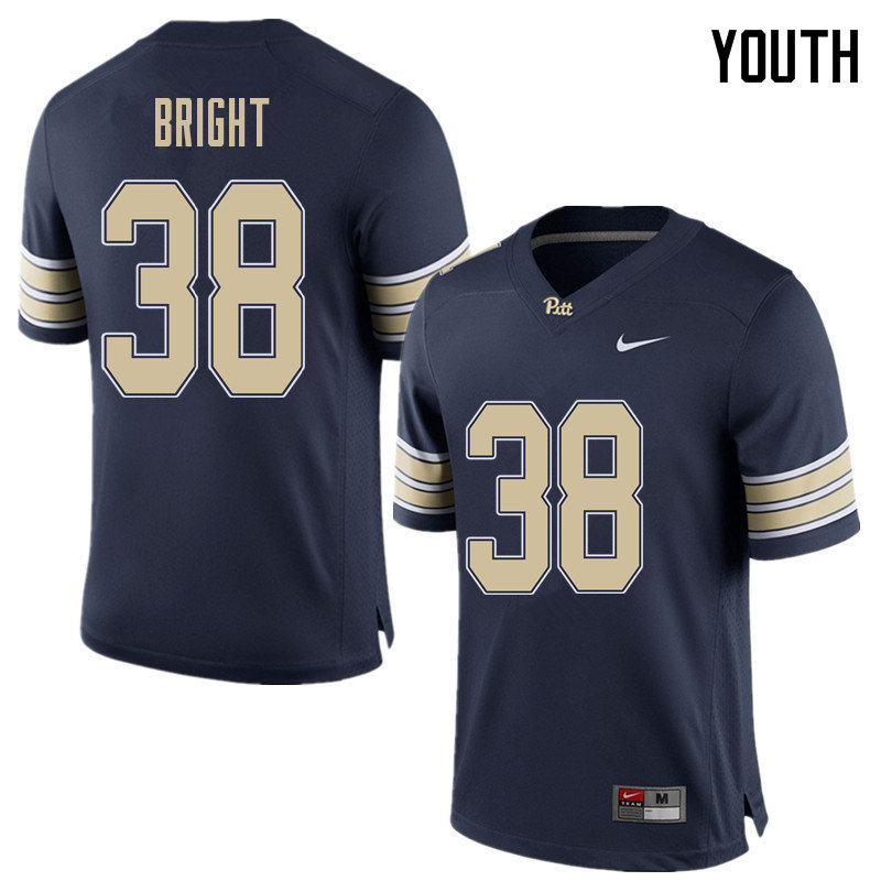 Youth #38 Cameron Bright Pittsburgh Panthers College Football Jerseys Sale-Home Blue